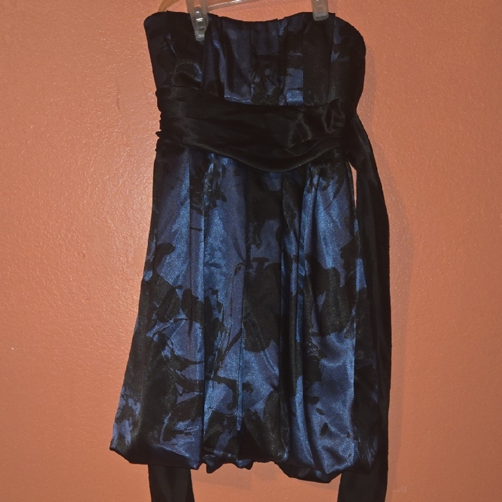 Speechless Strapless Dress in Blue and Black